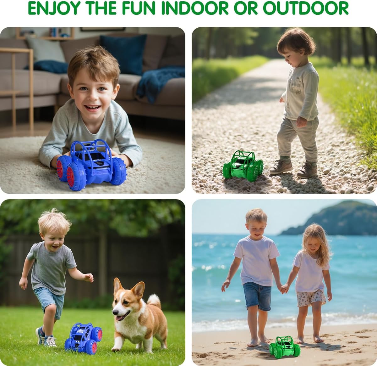 Remote Control Car, Fast Direct Charging RC Cars Amphibious Rechargeable Stunt Car 360° Rotating LED 2.4Ghz 4WD All Terrain Waterproof Cars Toy Christmas Birthday Gift Kids Boys 3-12 Years - Image 5