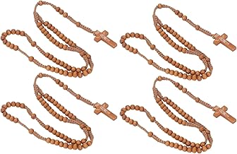 Rosari Cattolici in Legno, Regali Religiosi con Struttura in Legno Unica, 10 Pezzi, Rosario con Croce in Legno, Impronta di Gesù, Stile Unisex Cattolico per Uomini e Donne (#2)