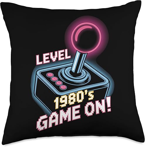 Level 1980's Game On Retro Arcade Joystick Throw Pillow
