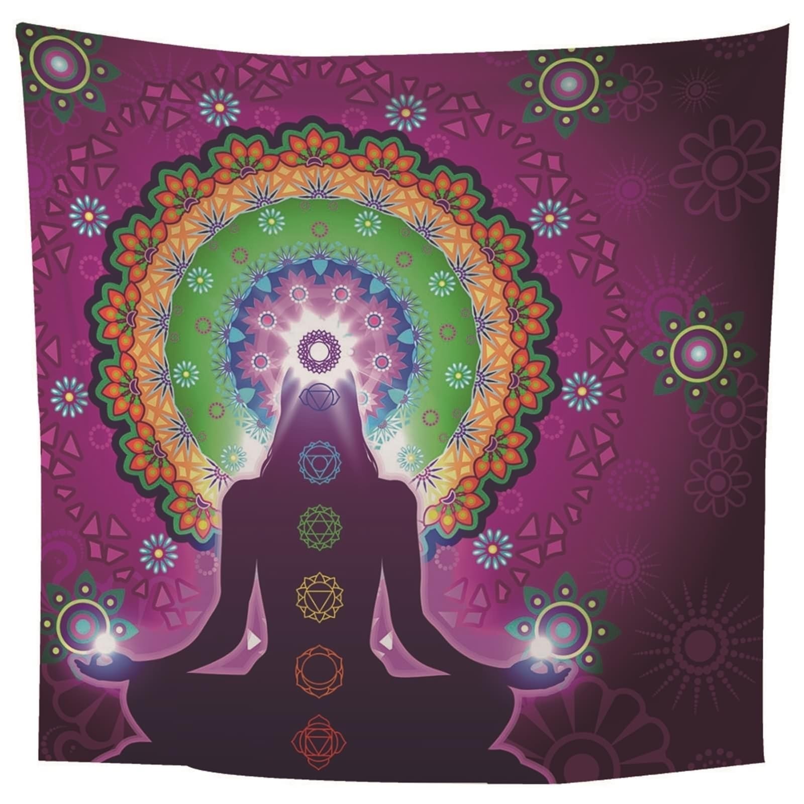 Wycian Arazzo da parete Mandala Hippie XXL multicolore Mandala microfibra 350 x 256 cm (larghezza x altezza)