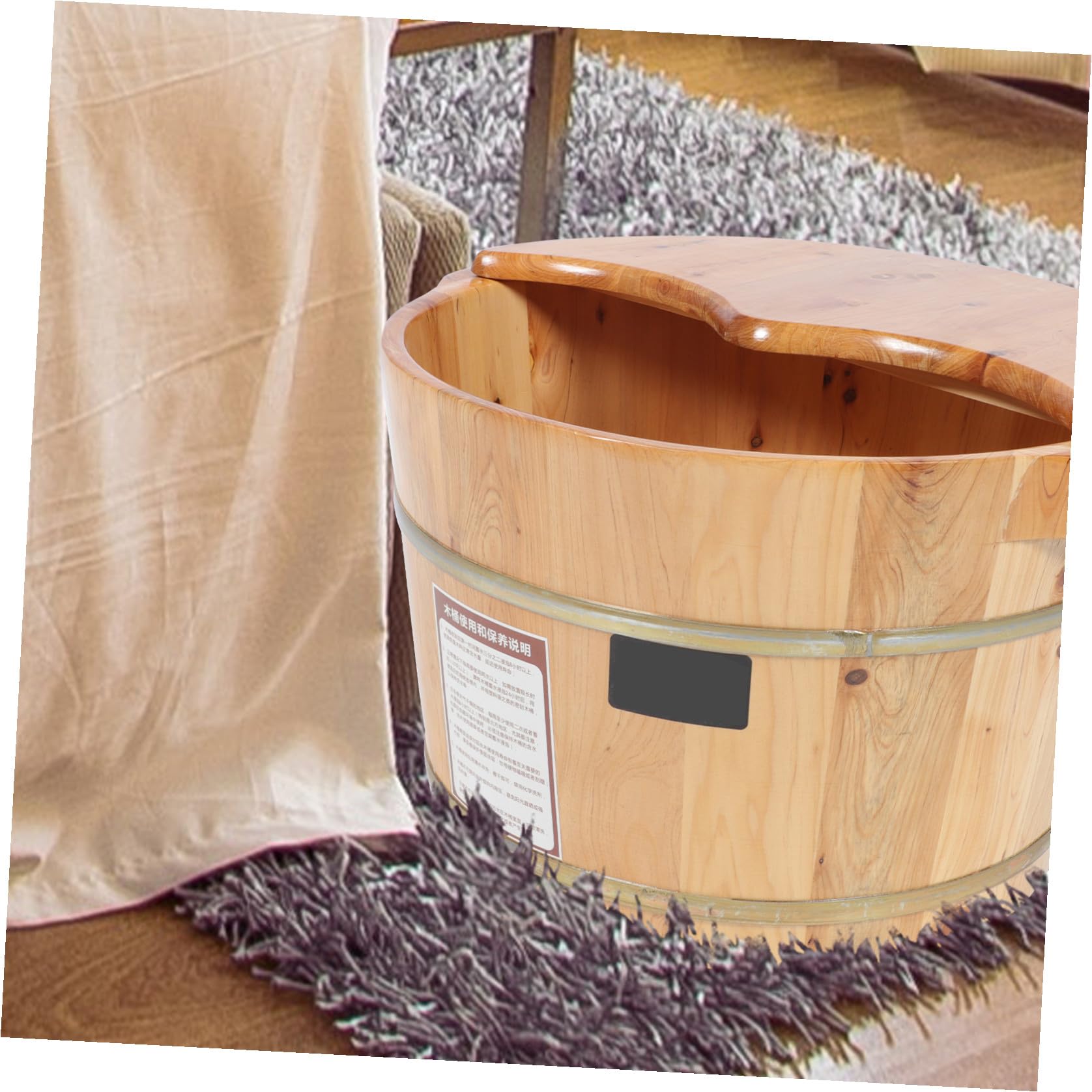 Angoily Bacinella per Pediluvio in Legno con Coperchio, Contenitore per Bagno Piedi Domestico, Grande Capacità, Facile da Pulire, per Utilizzo Casalingo