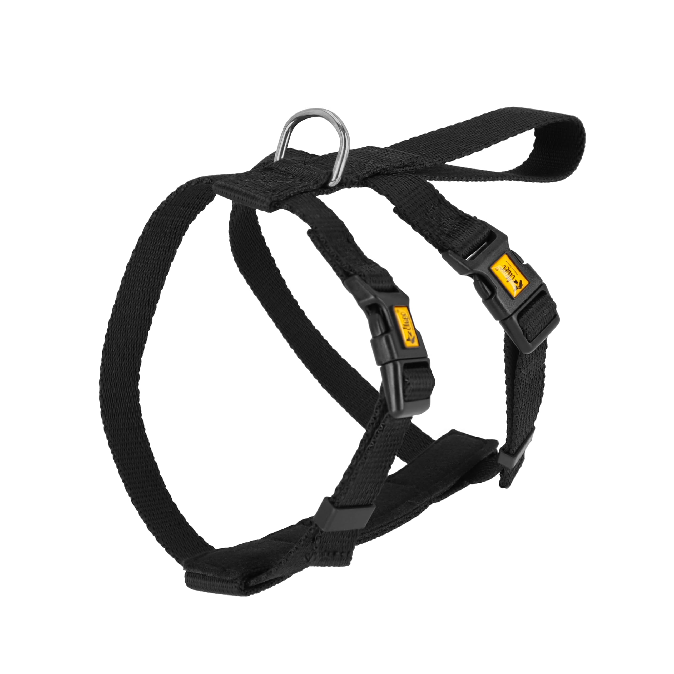 Dingo Waldemar Rutkowski Lightweight and Adjustable Dog Safety Harness for Car Travel with Chrome D-Ring on Back, Polypropylene, Size M, Black (16766)