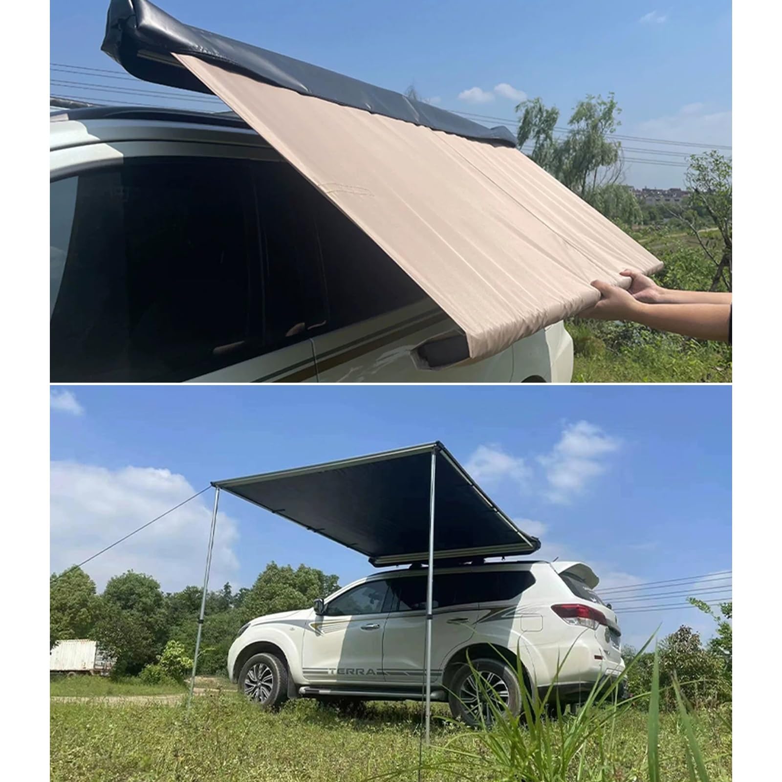 Markiza Pojazdu, Wysuwana Markiza Boczna Na Dachu Samochodu, Namioty Dachowe do Samochodów Kempingowych, SUV-ów, Ciężarówek I Vanów (Color : Upgraded version, Size : 200x200cm)