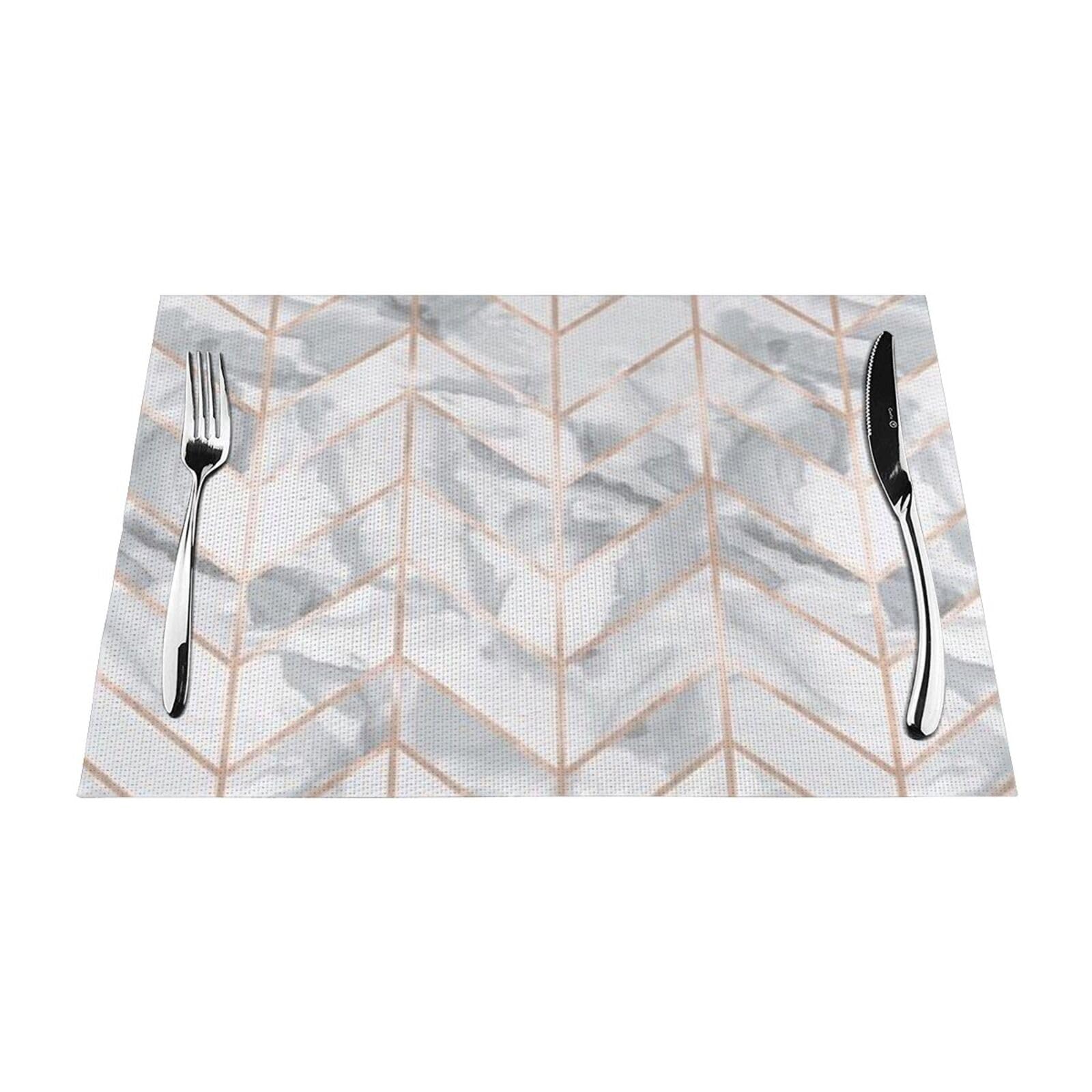 PVC Placemat Set of 1 PCS, 45x30 CM, rose gold marble design background Printed Non-Slip Heat Resistant Place Mats for Kitchen Dining Table Indoor Outdoor