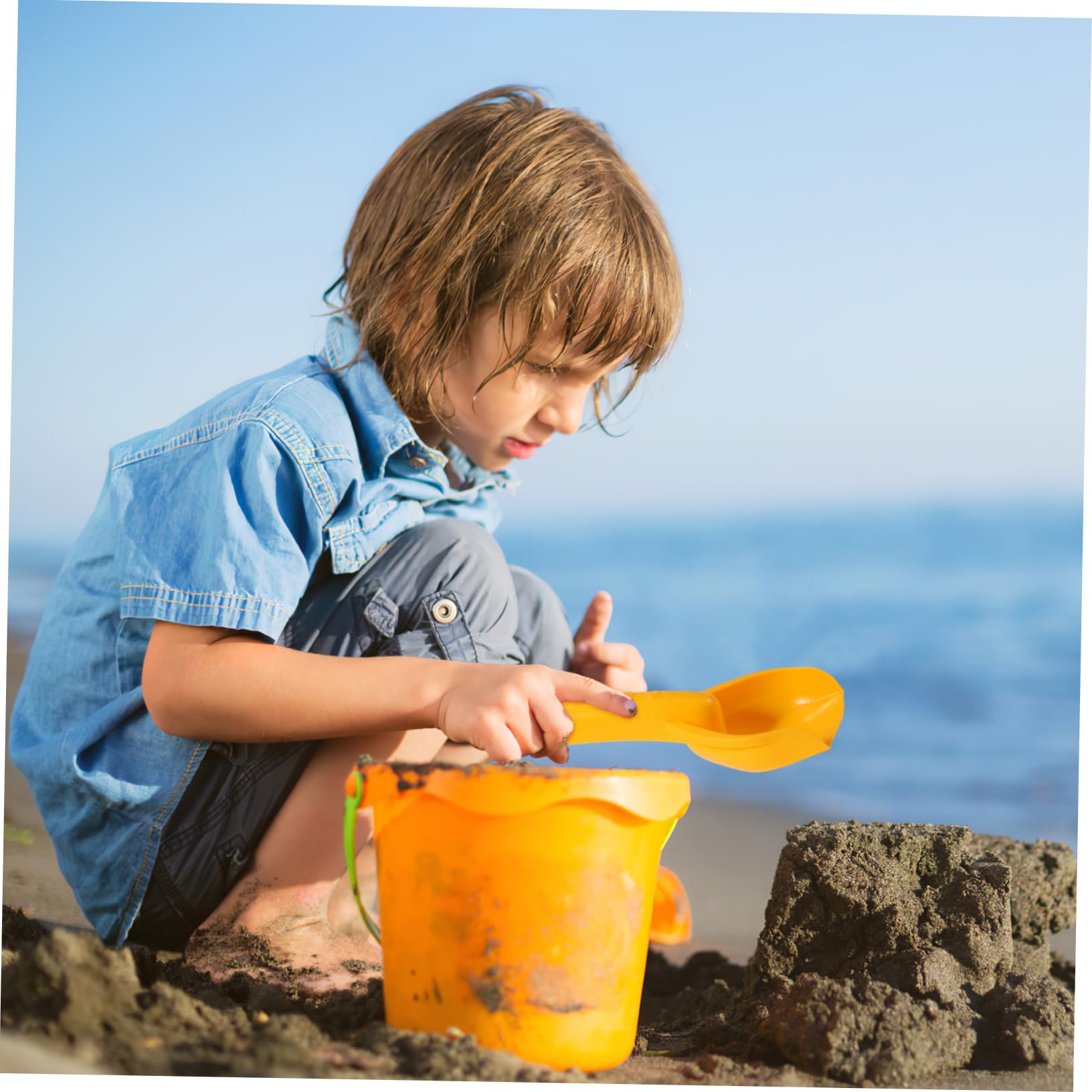 Palas de Arena 8 Piezas de Plástico Amarillo, Juguetes de Playa para Niños