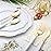 I00000 144Pcs Gold Plastic Silverware, Gold Plastic Utensils Set,Disposable Utensils Heavy Duty,Disposable Silverware Set Includes 48 Forks,48 Knives,48 Spoons for Party & Thanksgiving