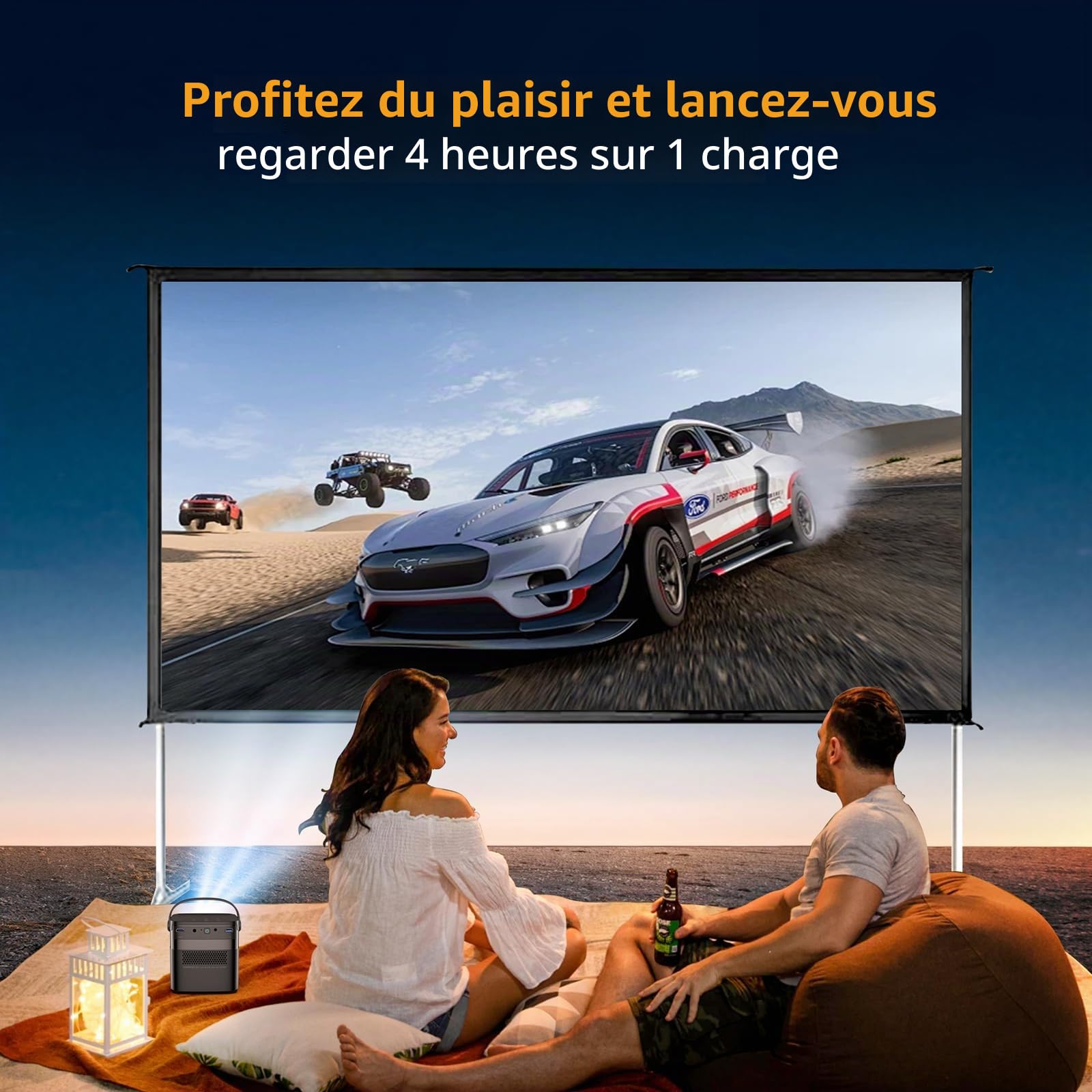 Videoprojecteur 4K,Toumei Mini Projecteur with 15,000mAh Battery,Google TV 11.0,WiFi 6 et Bluetooth,Portable RetroProjecteur 450Lumens ANSI,2x10W Haut-Parleurs,Auto Focus/Keystone pour iOS/Android