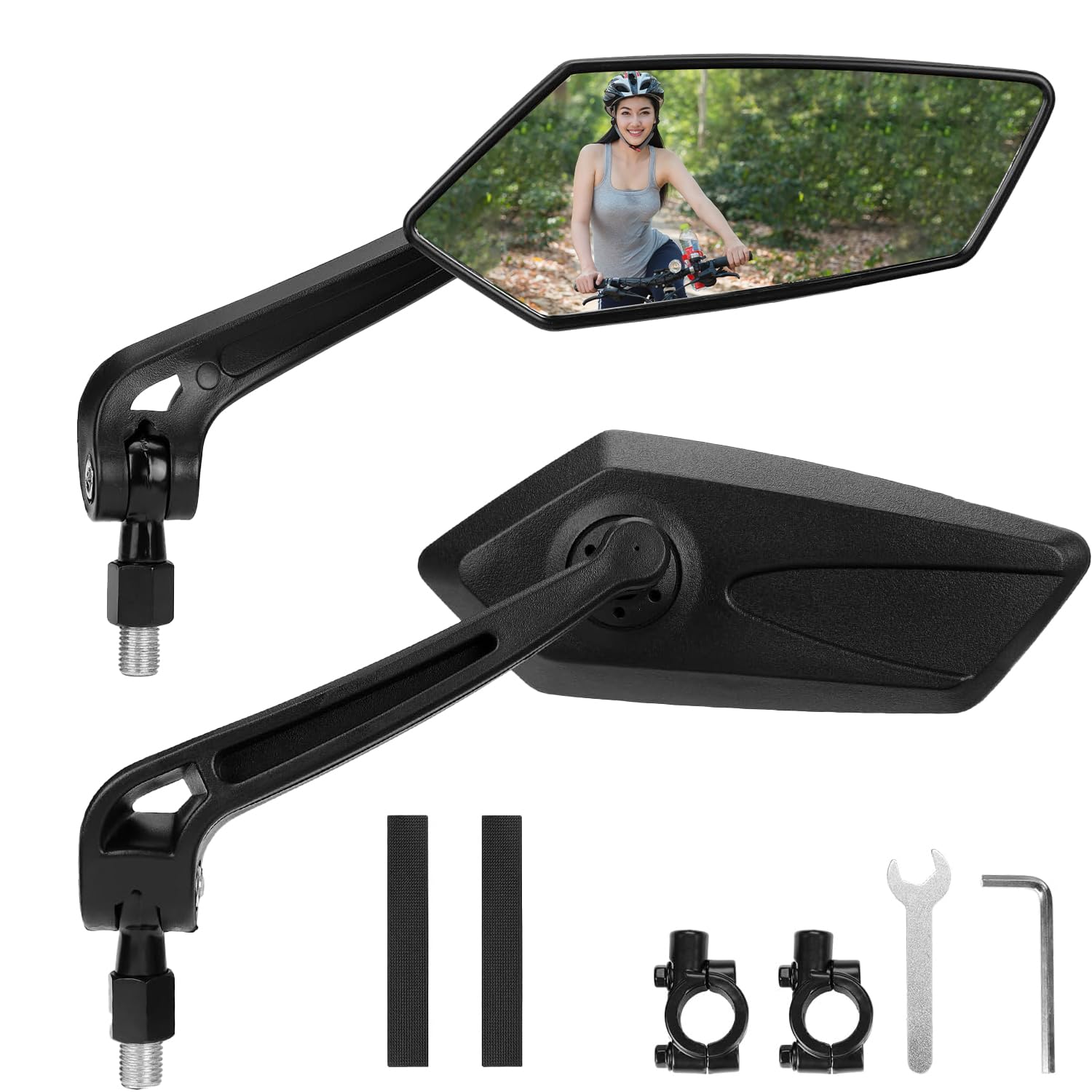 WUBAYI Set di 2 specchietti retrovisori di sicurezza regolabili a 360° per manubrio di bicicletta, vetro HD antiriflesso, resistente alle vibrazioni e durevole, adattamento universale 21-32 mm (MTB
