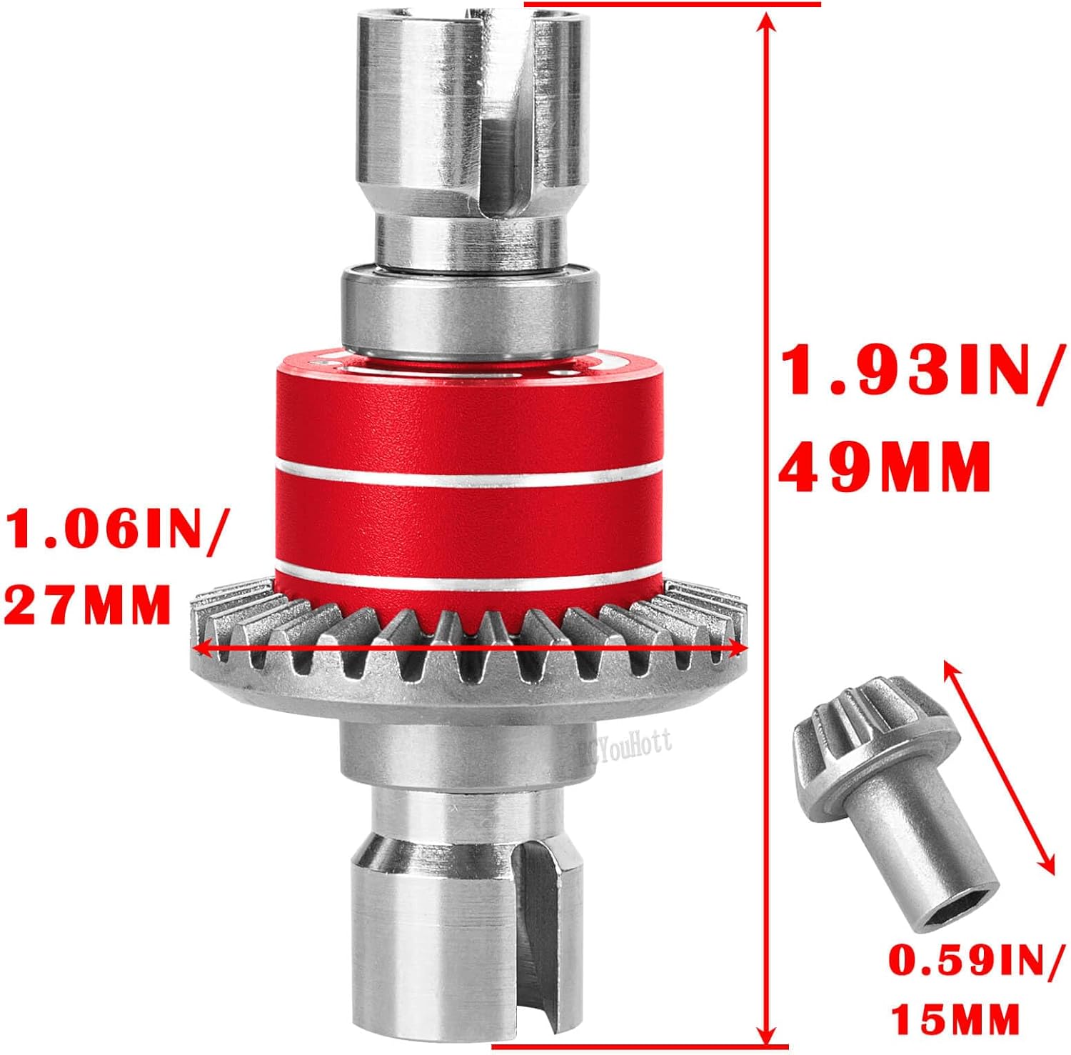 RC Front & Rear Differential Input Gear Kit Upgrades Part for 1/16 H16BM H16PL H16GT H16DR 16207 16208 16209 16210,1/14 14209 14210 14301 14303 Diff,Red