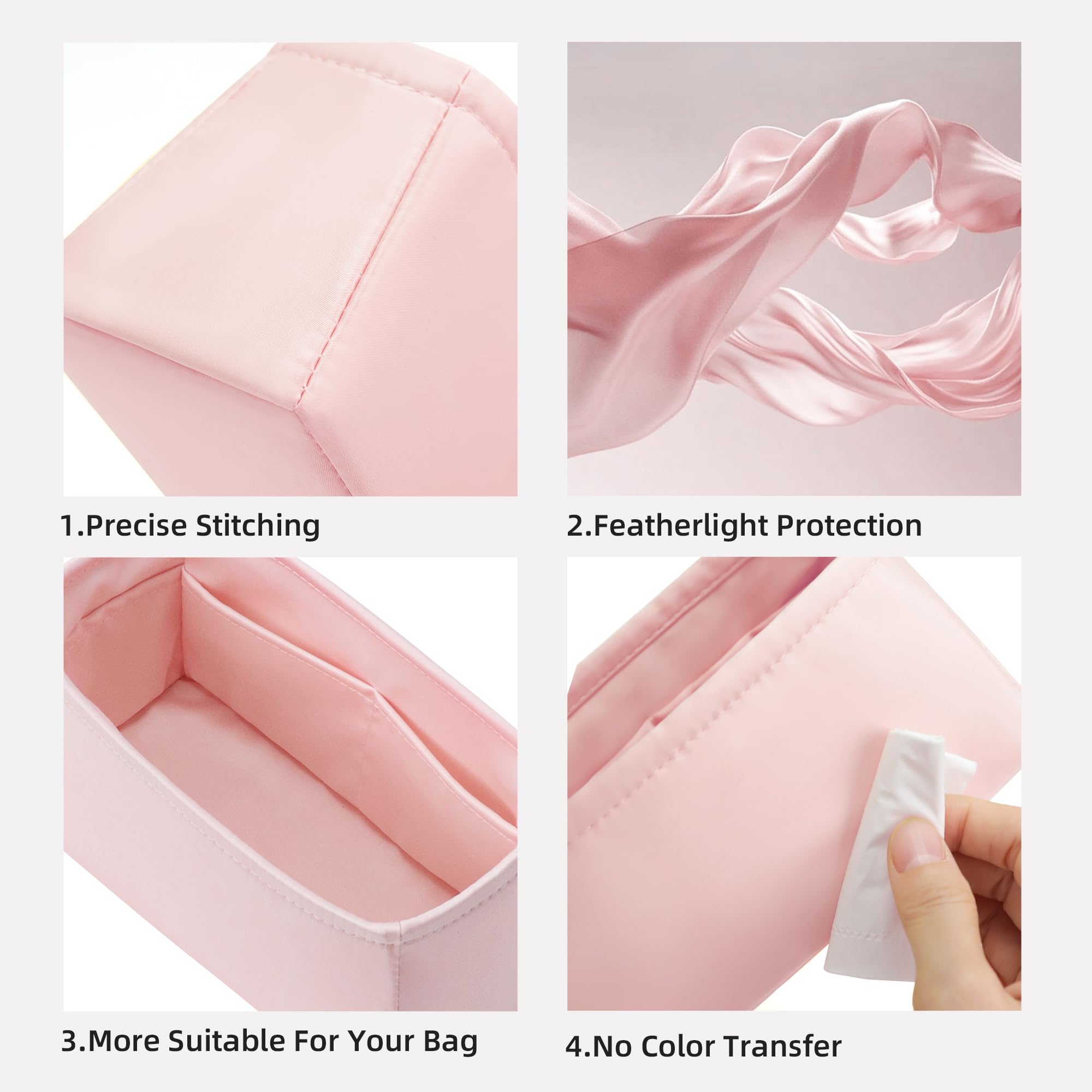 DGAZ Organizador de Bolso de Seda Premium, Inserto Ligero Compatible con Kelly Danse 22, Forro Interior Elegante que Protege y Organiza (Rosa Sakura)