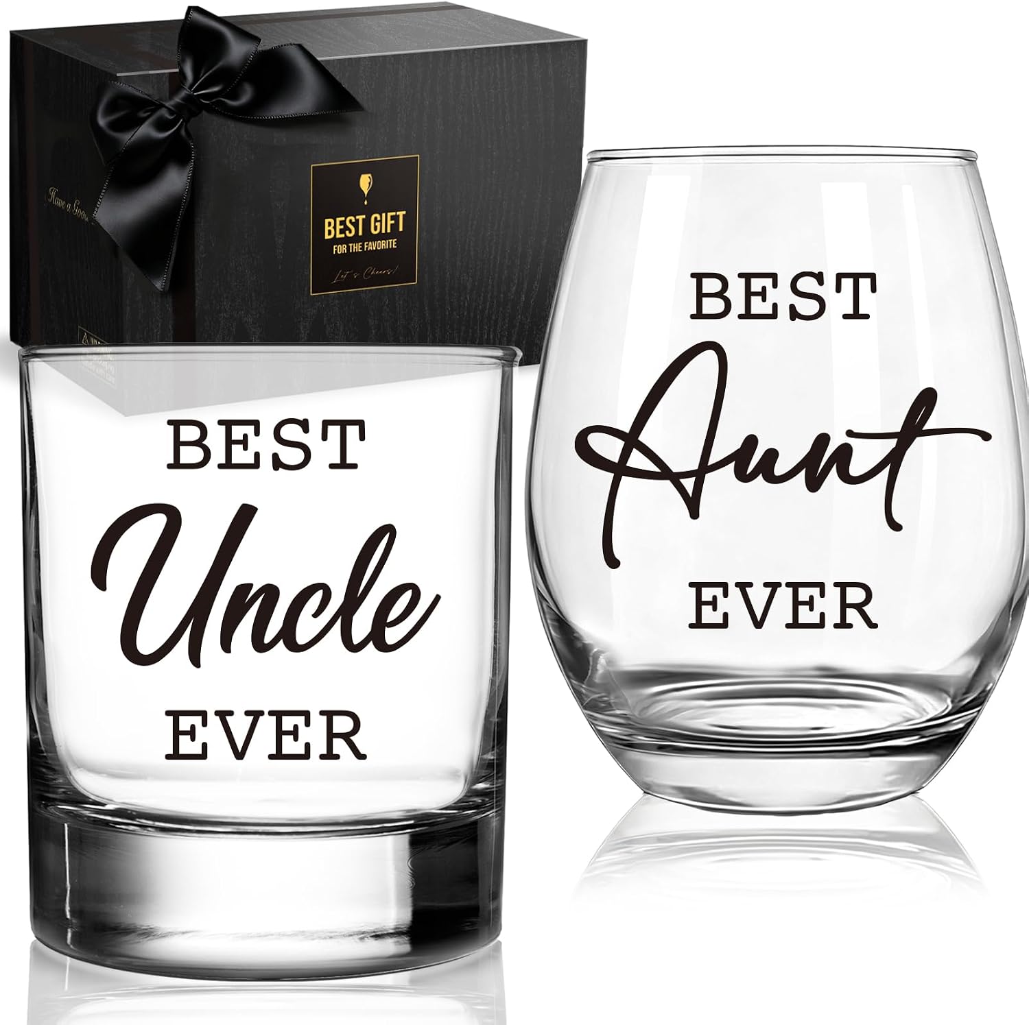 QHLLWT Best Uncle Aunt Wine Whiskey Glass Set for a Thoughtful Niece Nephew Gift