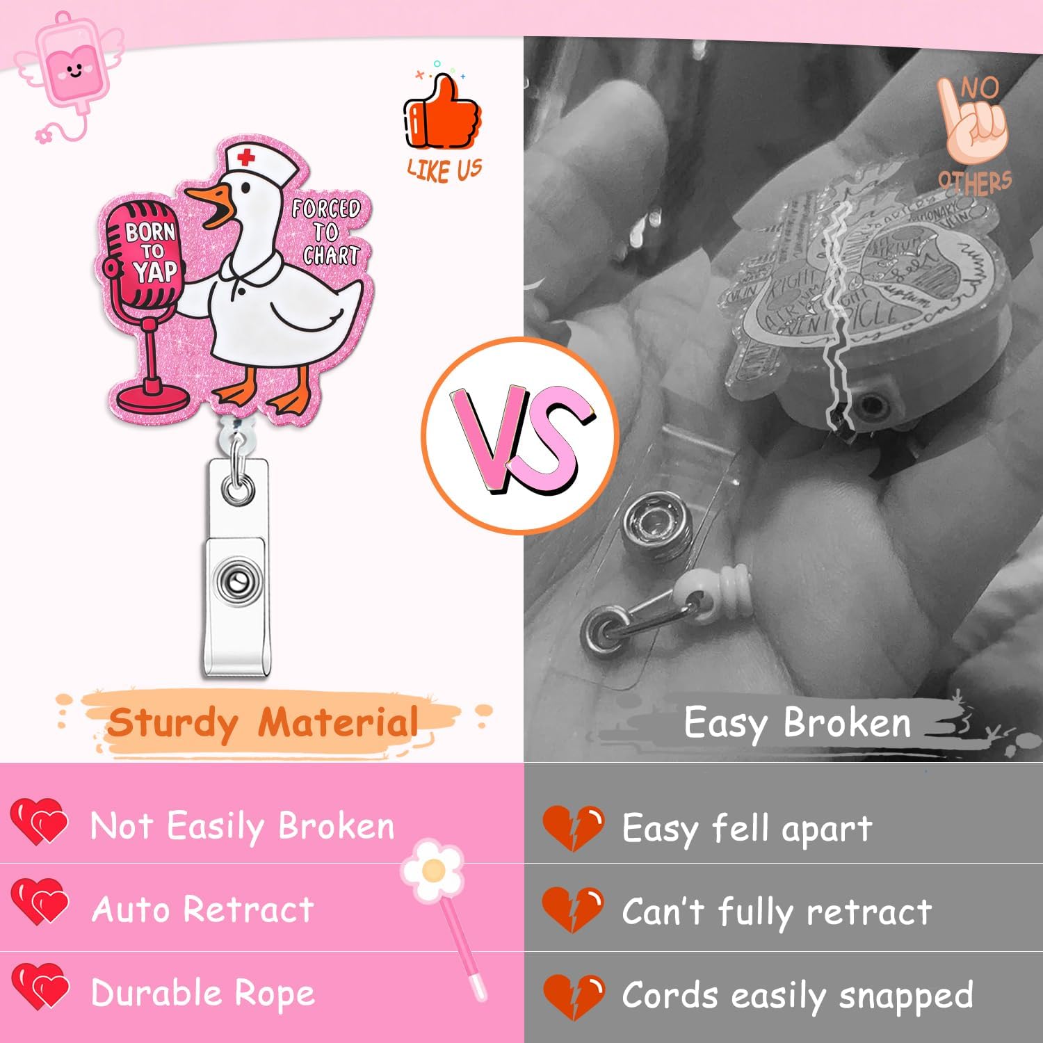 Funny Christmas Badge Reel, Cute Holiday Badge Reels with Retractable Clip, Christmas Badge Holder for Student RN LPN CNA MA Medical Worker Teacher Doctor (Singing Silly Goose) - Image 2