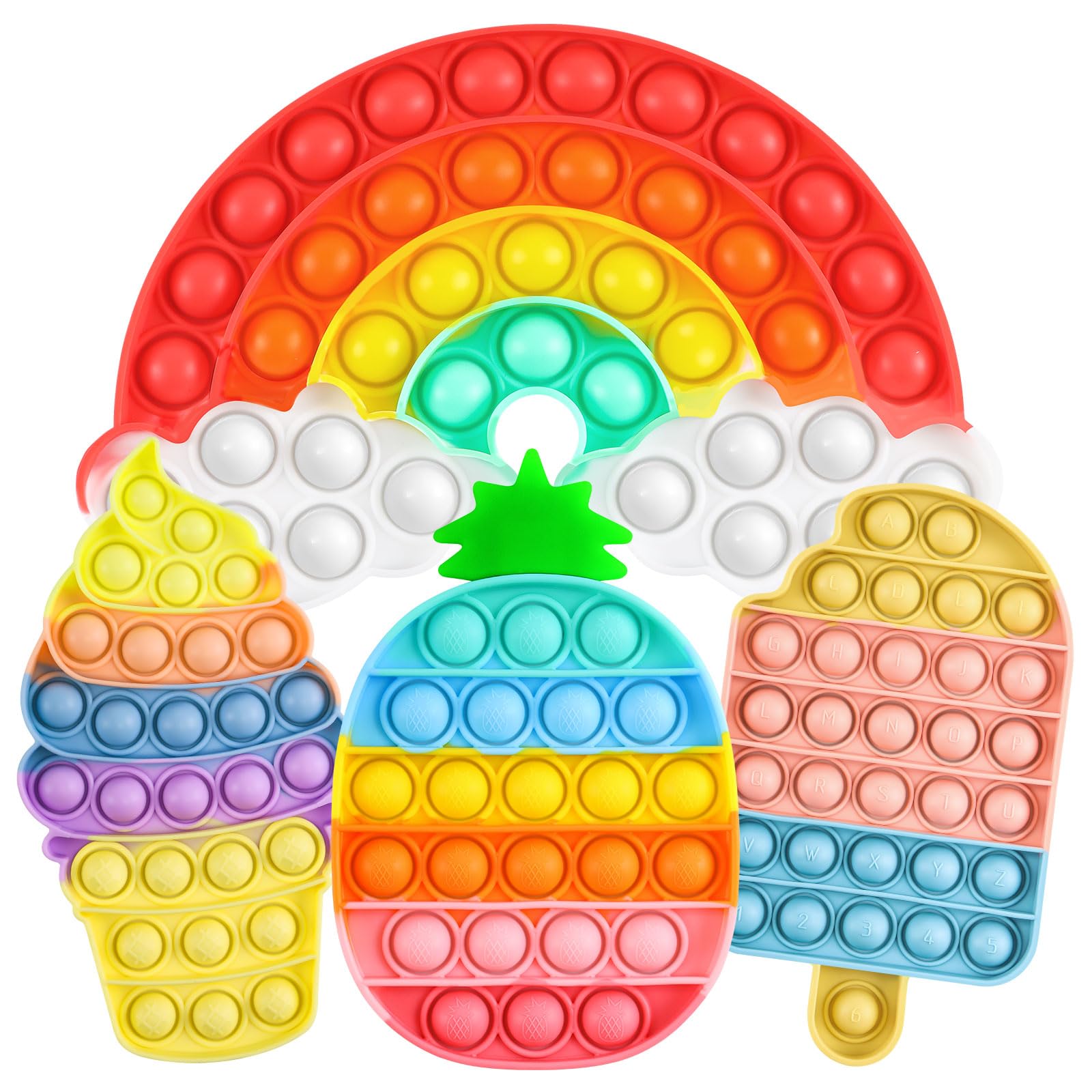 4 giocattoli sensoriali per bambini piccoli giocattoli sensoriali in silicone per spremere bolle arcobaleno sollievo dall'ansia giocattolo antistress per bambini e adulti regalo