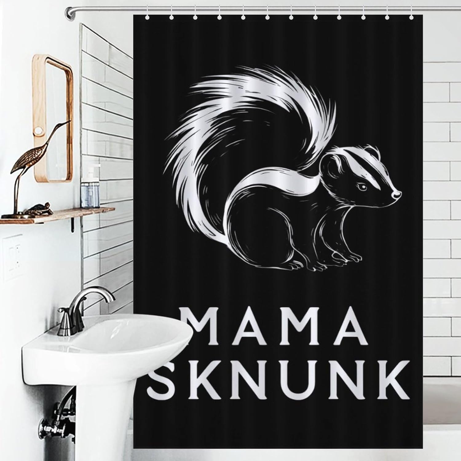 Skunk Mama Shower Curtain 46.85x70.87Inch（119x180cm） Polyester Bath Curtain Shower Curtains Printed Decorative