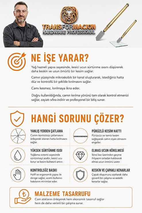 Transformacion Profesyonel Yağ Hazneli Cam Kesme Elması – Fayans ve Seramik İçin Hassas Kesim – Ergonomik Tasarım, Yüksek Performanslı Karbür Uç 723334