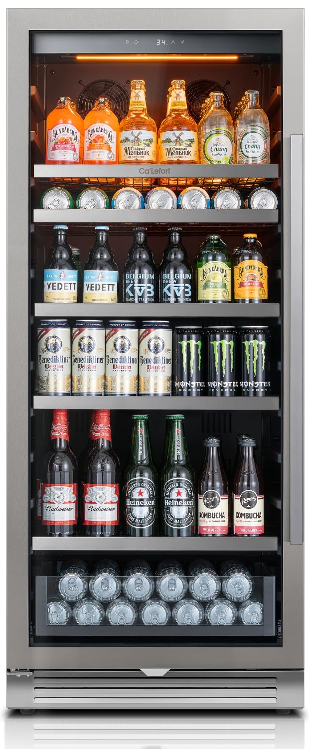 Ca'Lefort Beverage-Refrigerator 24 Inch, Tall Beverage Fridge Cellars Large Bar Drink Cabinet Built-in or Freestanding with Glass Door, Beer Cooler for Bottles and Cans Beer/Soda/Water/Wine on Fridge.com