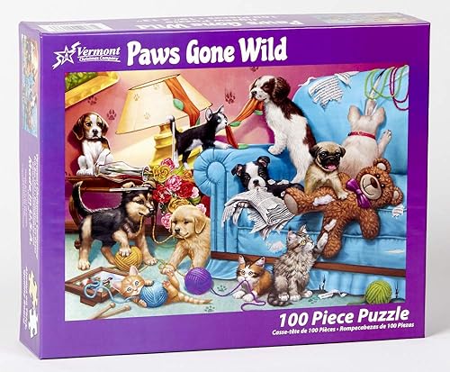 Miniatura 2 de Vermont Christmas Company Paws Gone Wild - Rompecabezas de 100 piezas, piezas grandes, perfecto para niños y personas mayores