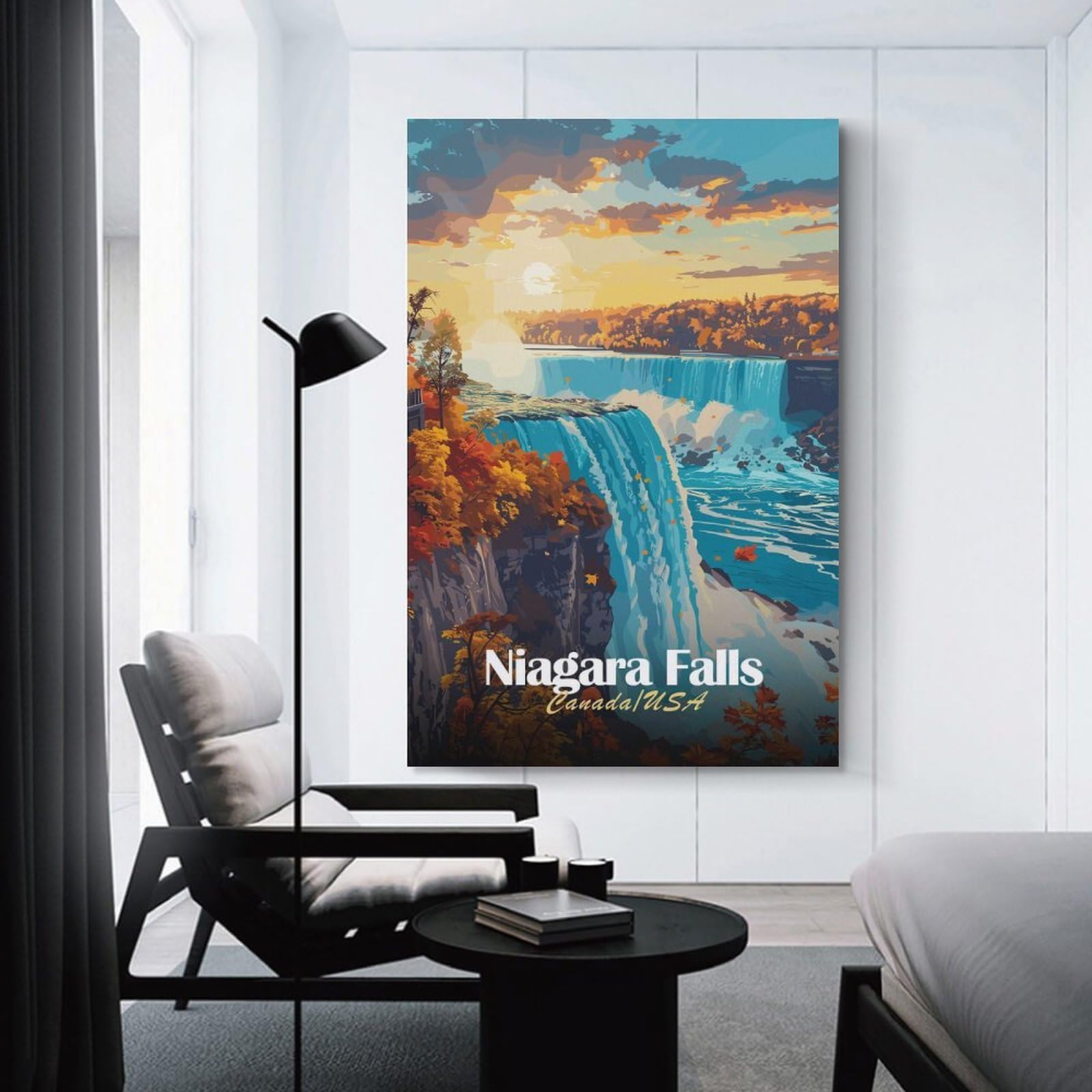 Junmoney Wall Picture Print Niagara Falls Sunset, 20x30inch(50x75cm), for Entrance Walls, Hall Decor Or Foyers, A Neat Decor Update for Hallways