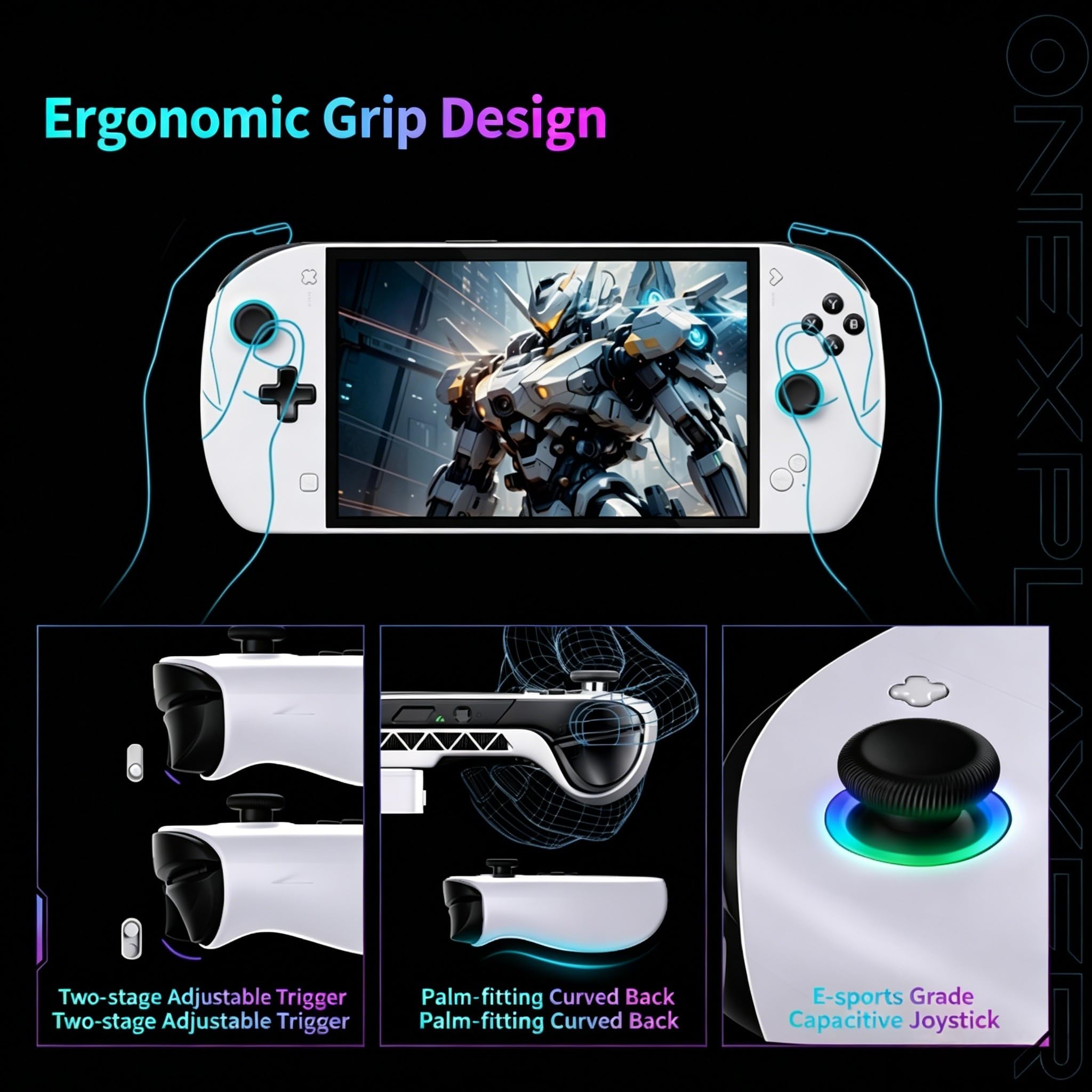 OneXFly APEX - Palmare da gioco con processore AMD Ryzen AI Max+395 GPU Radeon 8060S, PC da gioco con display da 8 pollici bianco con custodia protettiva + supporto ecologico (64 GB RAM + SSD 2 TB)