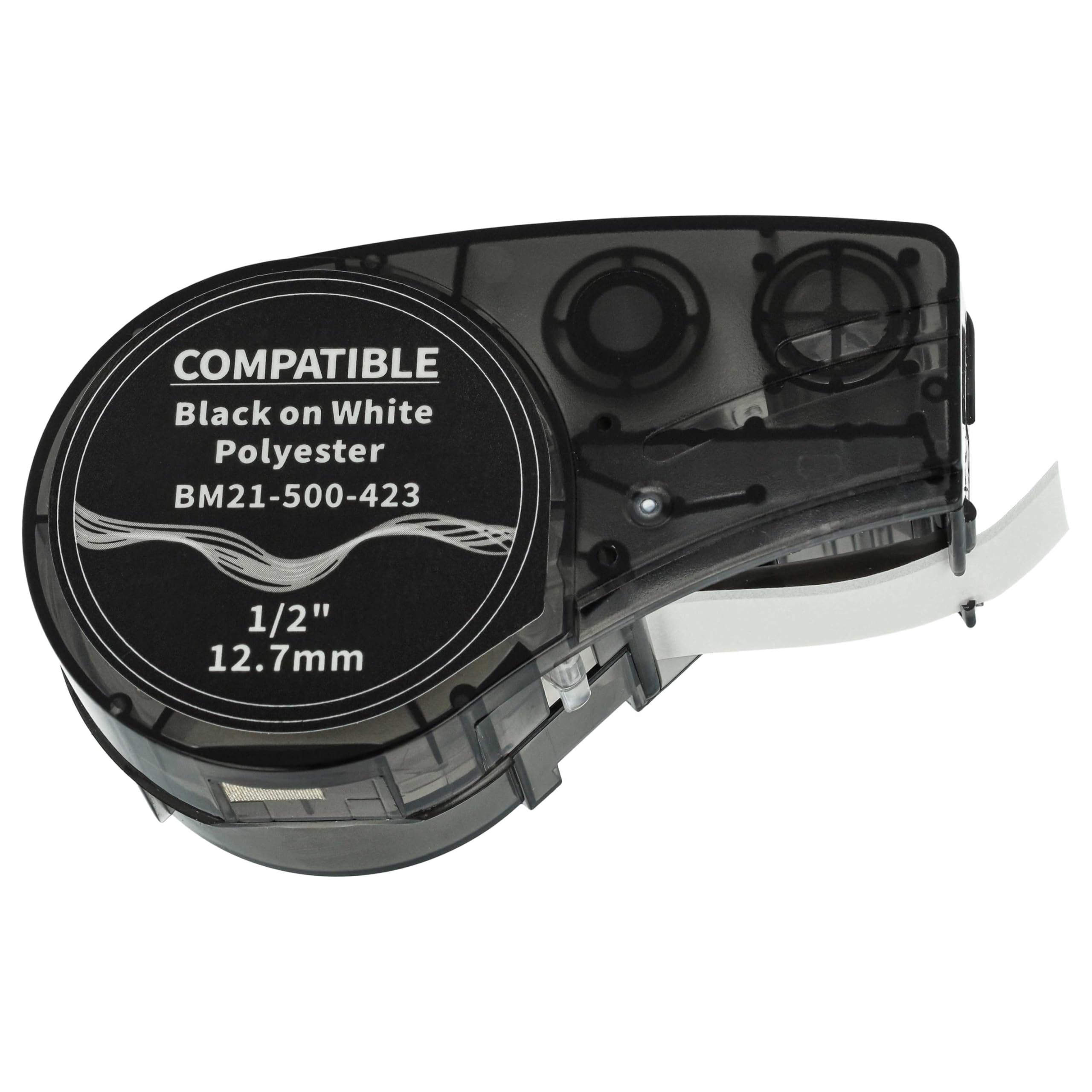 vhbw 5x Cassetta nastro compatibile con Brady M210, M210-LAB, M211, LABPAL etichettatrice 6,4m x 12,7 mm nero su bianco, poliestere
