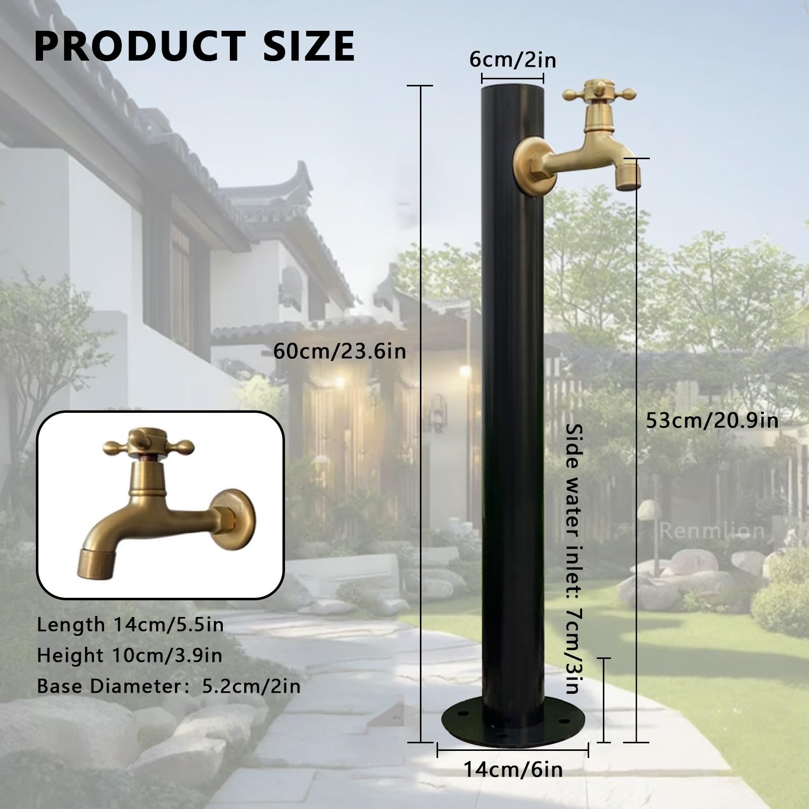 Rubinetto dell'acqua da giardino con supporto per tubo autoportante per irrigazione esterna e irrigazione
