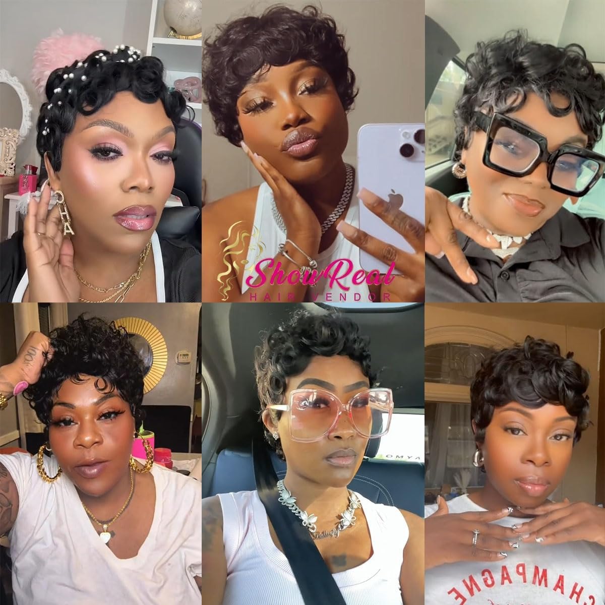 Showreal Human Hair Pixie Cut Wig