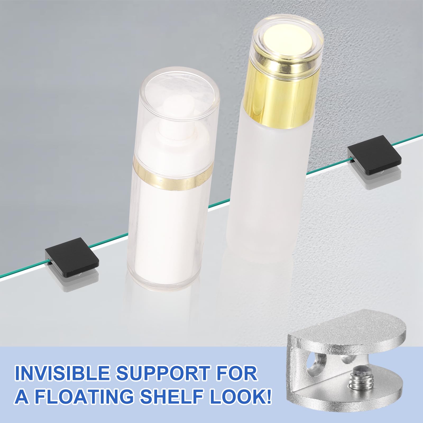 PATIKIL 4 Pcs Adjustable Frameless Glass Shelf Bracket - Image 4