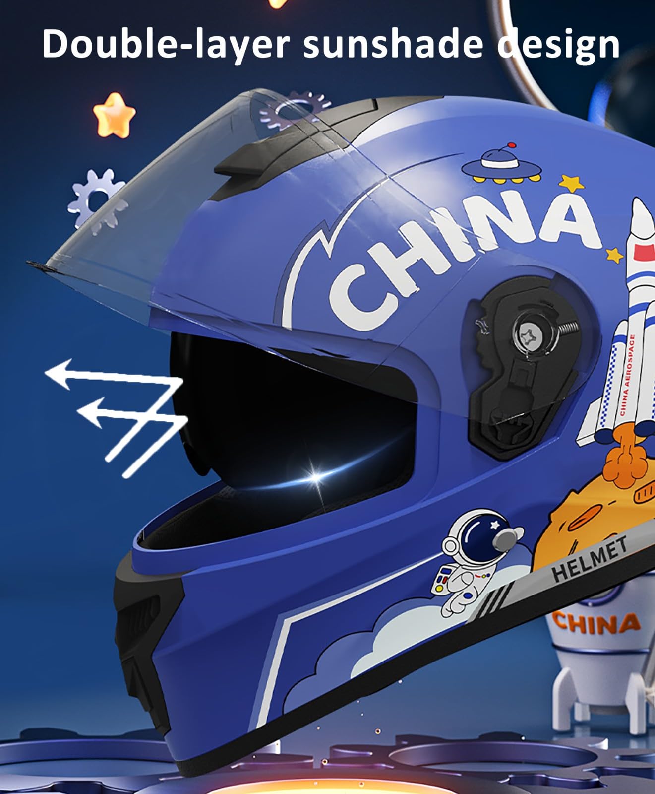 Casco Integrale Da Moto Per Bambini, Adatto A Maschi E Femmine Dai 5 Ai 13 Anni, Omologato ECE 22.05, Casco Multisport Per Biciclette Elettriche, Monopattini E Go-Kart.