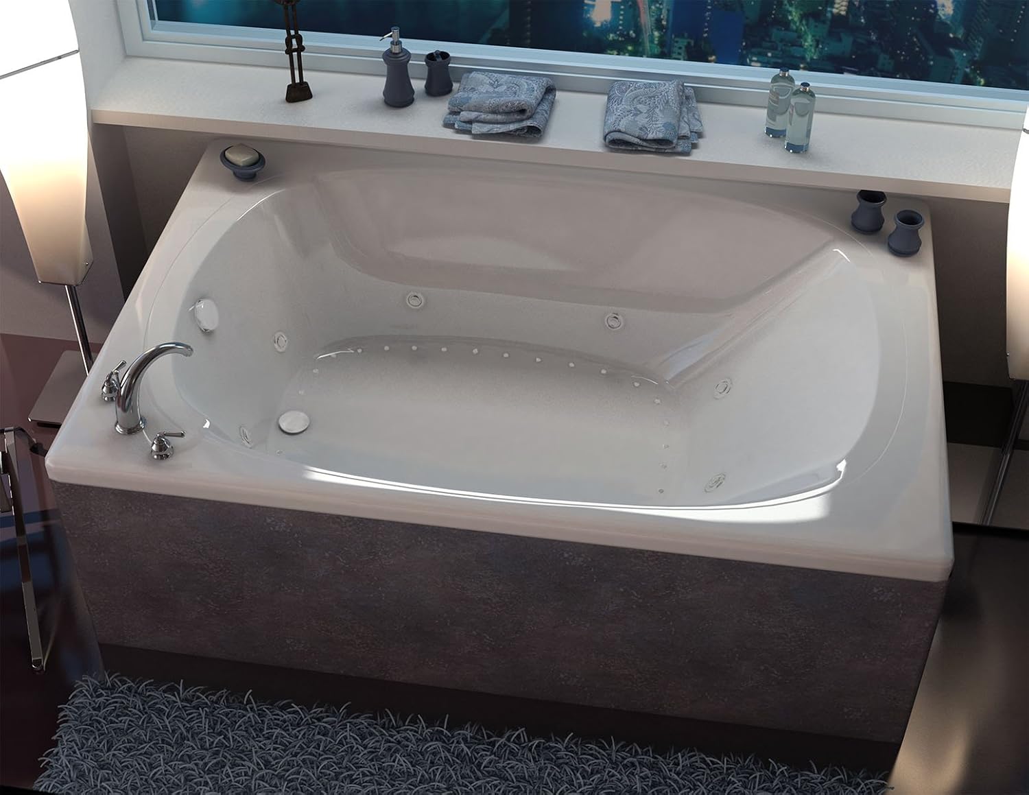 Caravaggio 48 x 78 Rectangular Air & Whirlpool Jetted Drop-In Bathtub with Center Drain - Left Pump