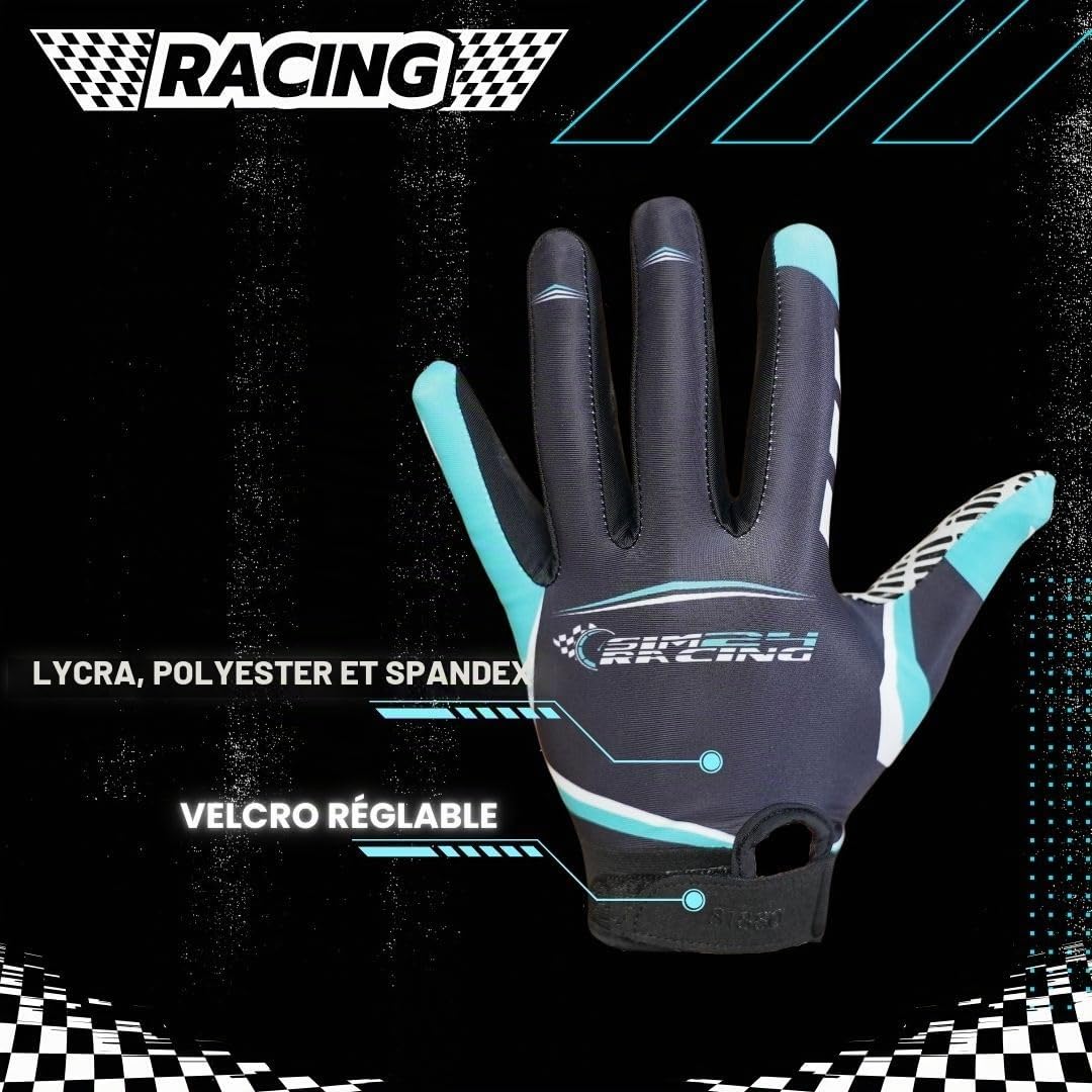 SimRacing Gants Simulateur de Conduite, Sim Racing Gloves, Gants Touch Screen pour Volant Gaming, Gants Sim Racing Excellente Grip, Légers et respirants pour Sim Racers, avec inserts en silicone
