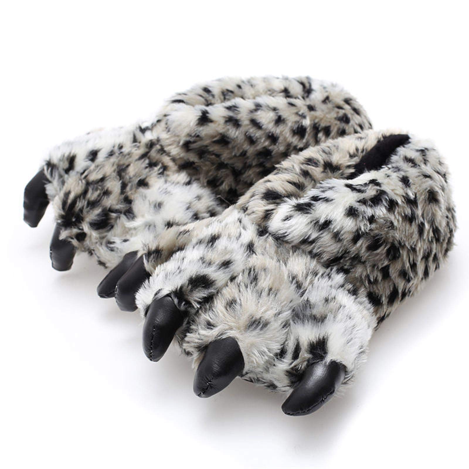 EaiizerXHBYG Cartoon Plush Slippers, Funny Bear Paw Slippers for Men Couple Bedroom House slippes Winter Furry House Shoes 8.5 MWD-40Yellowleopard