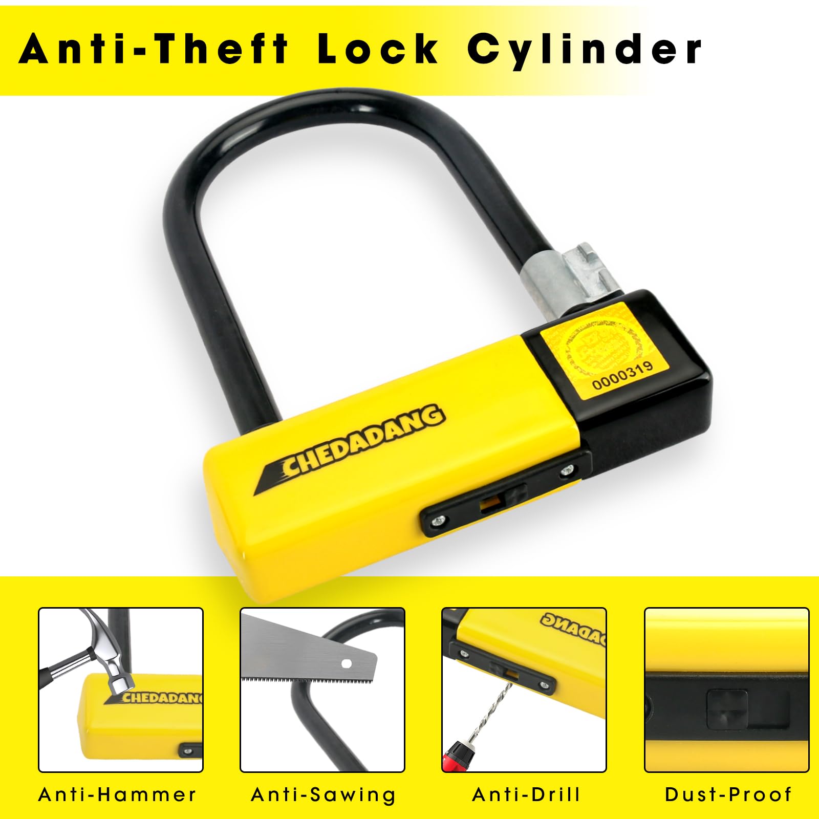 Bike U-Lock z kablem, hakiem 13 mm i 10 mm x 120 cm, długość bezpiecznej blokady, z 3 kluczami i uchwytem montażowym do roweru, skutera elektrycznego, motocykla