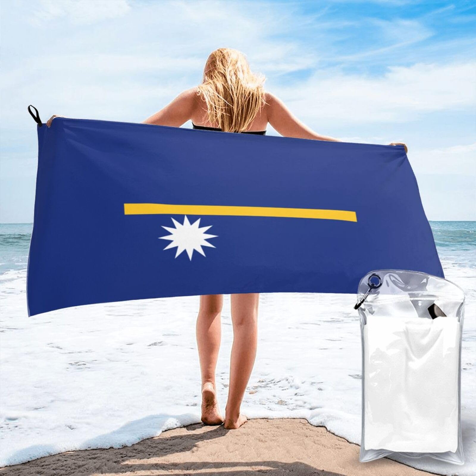 pojknbv Flag Of Nauru Print Travel Gym Towel For Beach Camping Hiking Yoga Lightweight Reusable Versatility