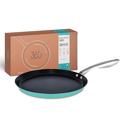 360 degreeLove Sapphire Aluminum Non Stick Dosa Tawa 27 cm| Induction Friendly| Minimum Oil Cooking Food |Food Safe |Premium 3 Layer Greblon Non Stick Coating|3 mm Thick Aluminum R/M