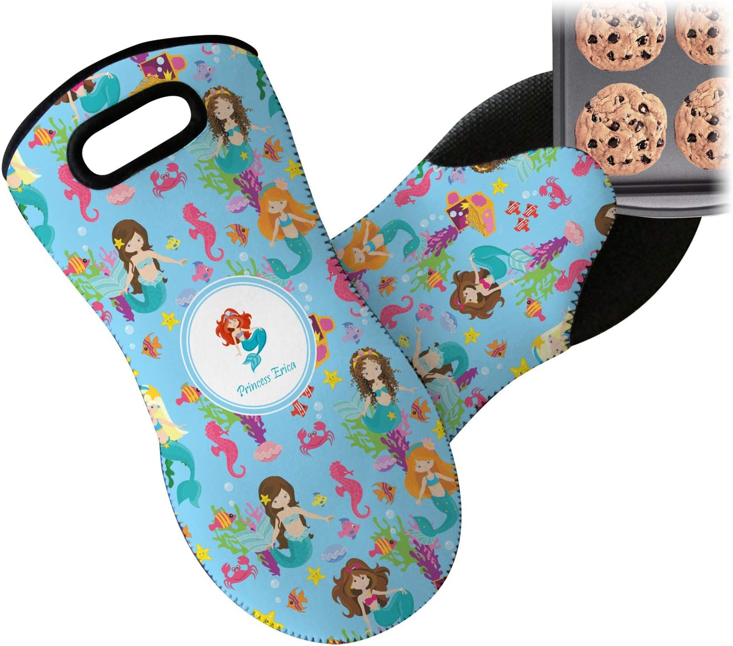 RNK Shops Personalized Mermaids Neoprene Oven Mitt - Single w/Name or Text