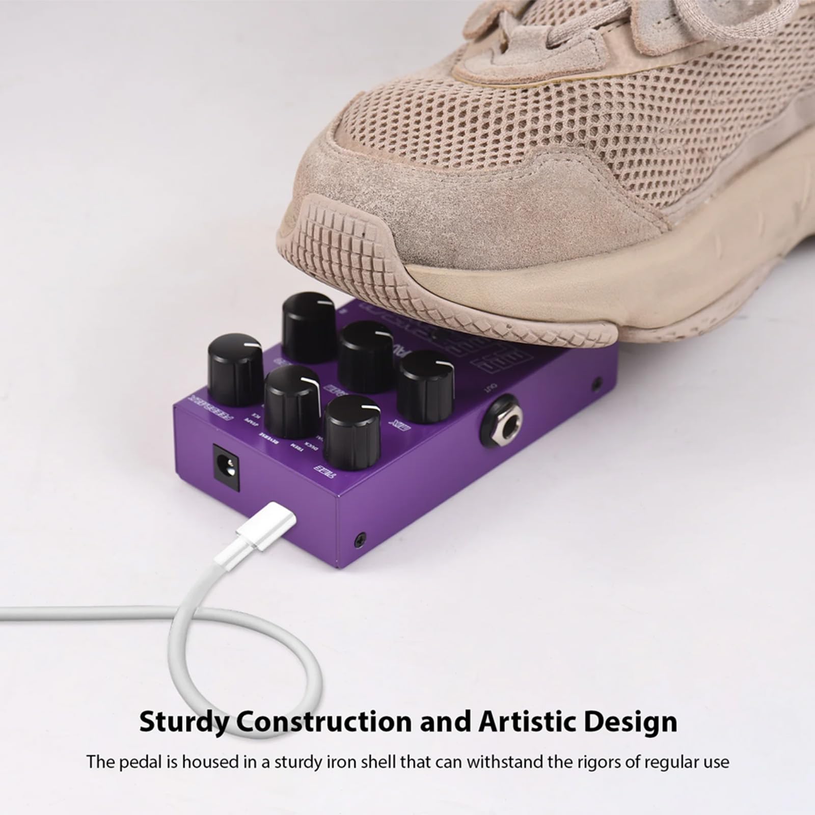 Nikou M-VAVE Delay - Pedale digitale Delay con 9 regolatori di effetti, ingresso per chitarra, alloggiamento in metallo, DC9 V/tipo C, 2 modalità di alimentazione (viola)