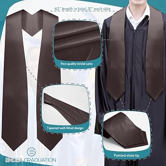 Endea Graduation Stole - Plain Color, Unisex, 62 Graduation Sash