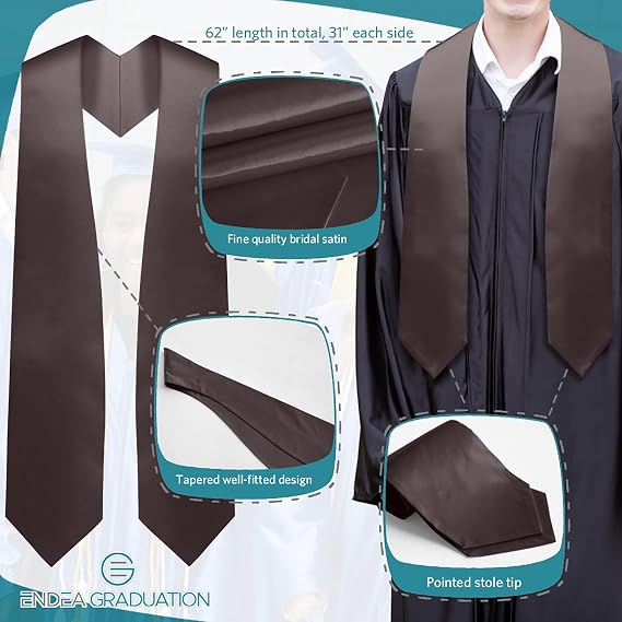 Endea Graduation Stole - Plain Color, Unisex, 62 Graduation Sash