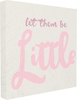 Stupell Home DÃ©cor Let Them Be Little Pink Cursive Typography Stretched Canvas Wall Art, 17 x 1.5 x 17, Proudly Made in USA