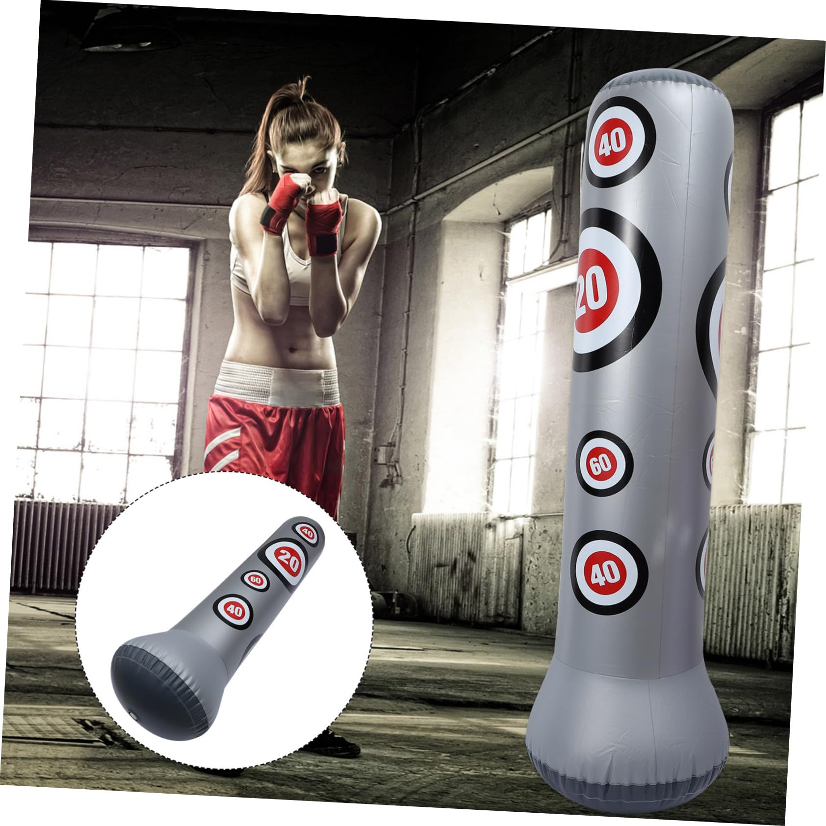 Hemobllo Renforce PVC Boxe Gonflable Adultes 1,6m en Colonne Couleur Protection Impacts Muscles Aléatoire et Garçon et Filles Maison Bureau