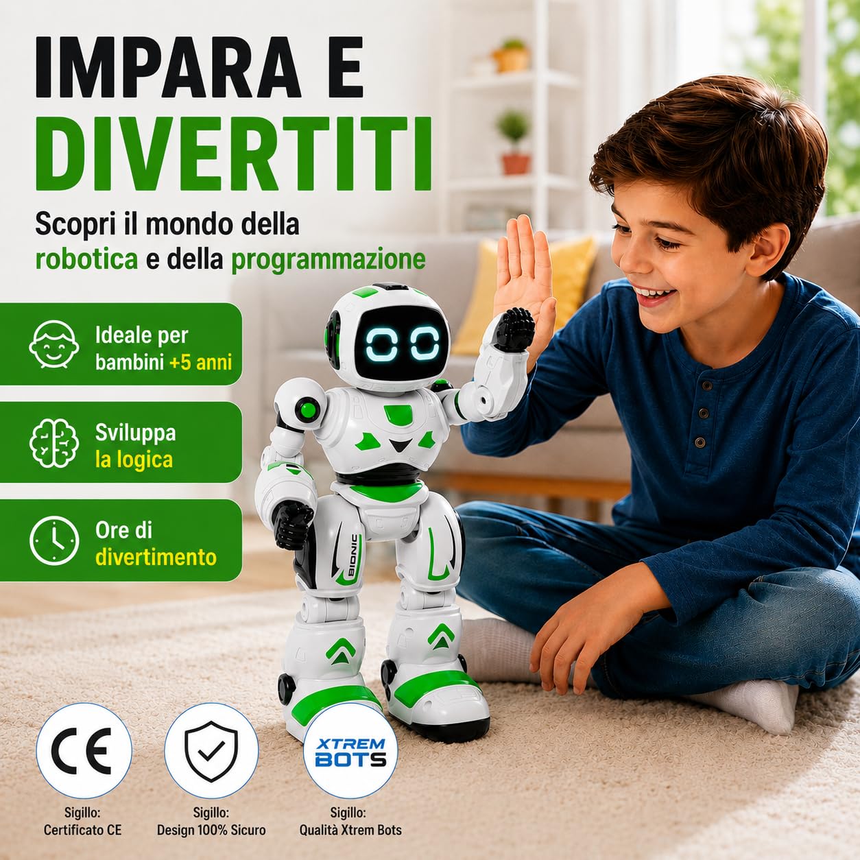 Xtrem Bots - Bionic | Robot Giocattolo | Robot Bambini | Telecomandato E Programmabile | Giochi Bambini 5 Anni O Più | Regalo Bambino 5 Anni