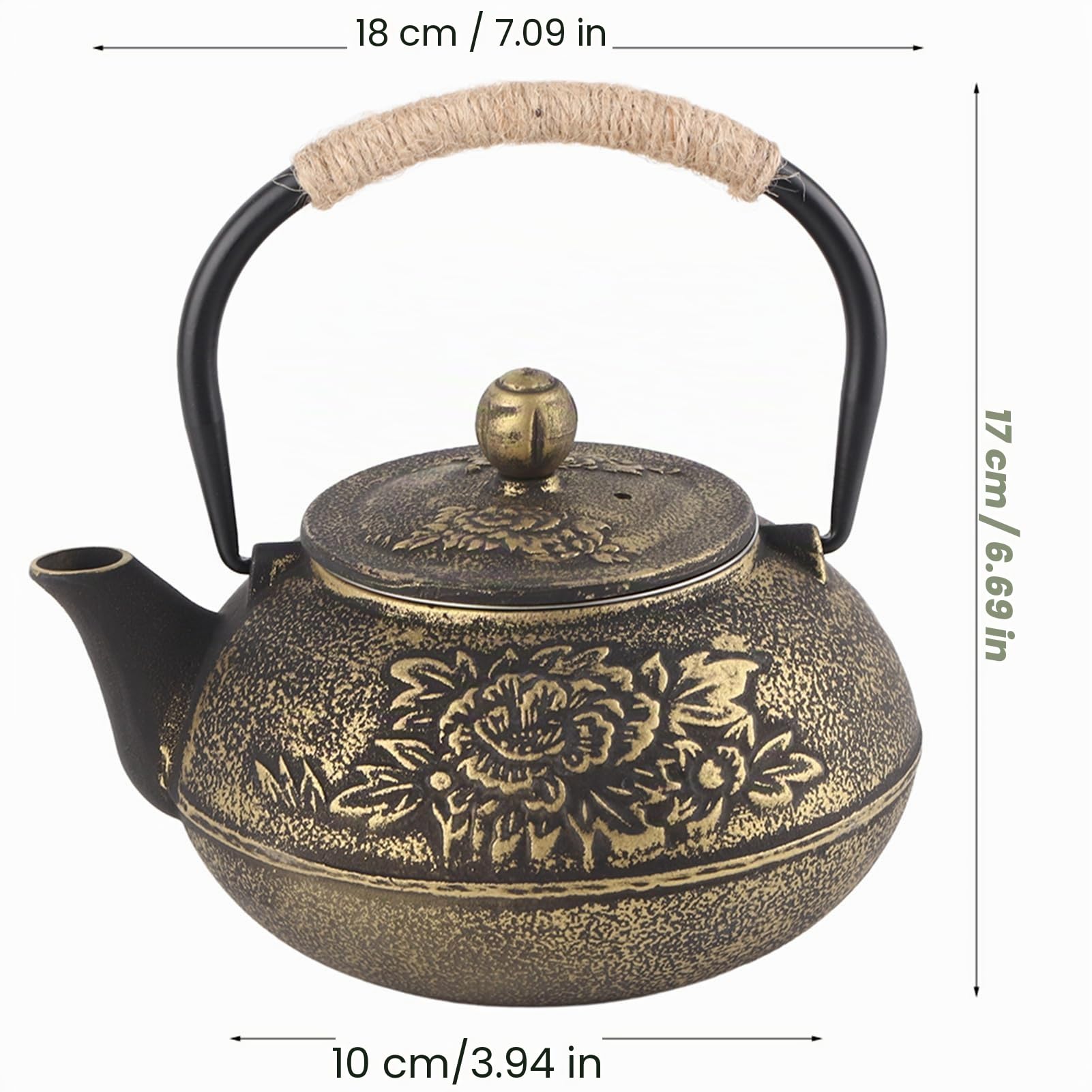 Tetera Japonesa De Hierro Fundido, Tetera China Con Infusor De Acero Inoxidable, Teteras Para Estufa, Tetera De Tetsubin, Tetera Japonesa De Tetsubin Para Té De Hojas Sueltas, 900 Ml
