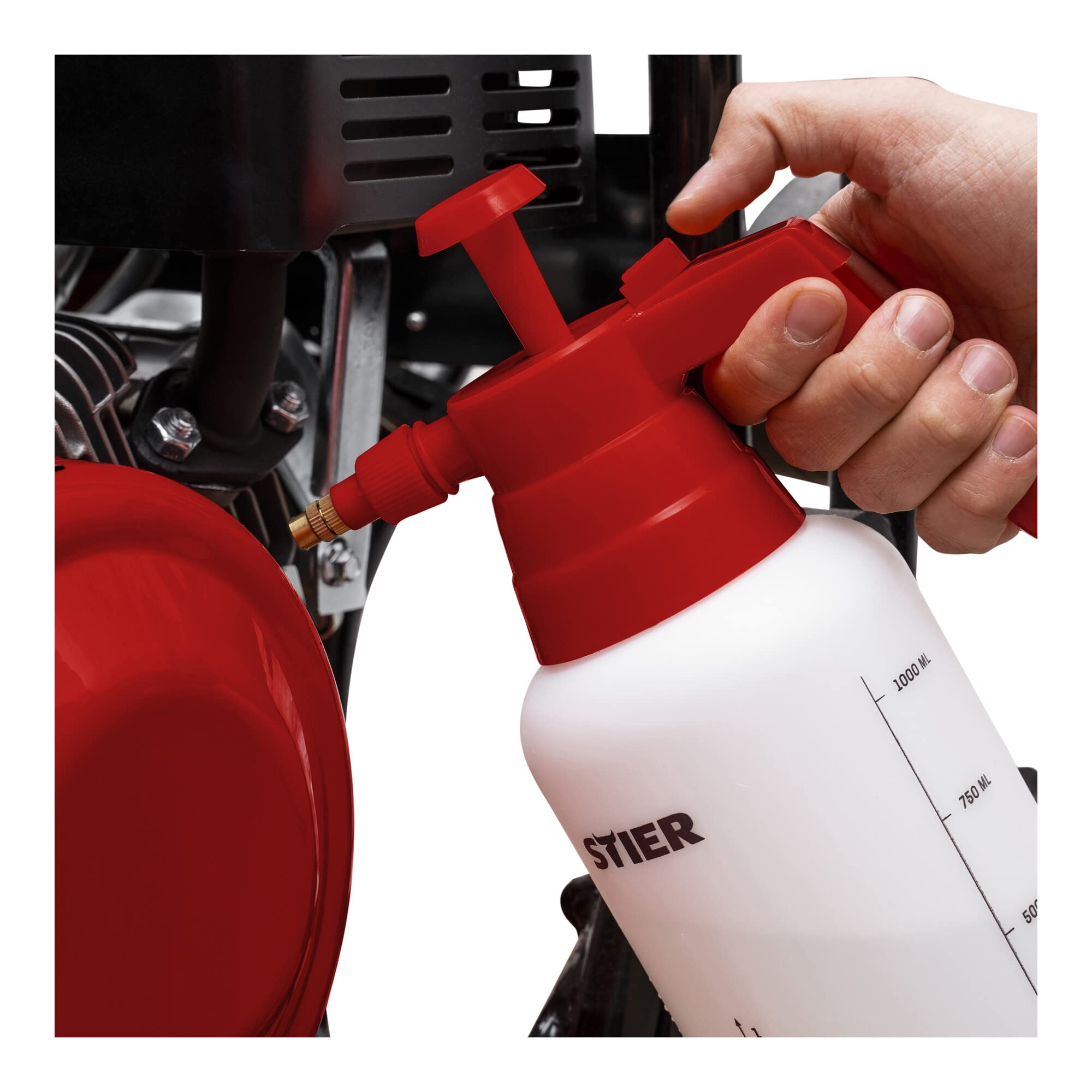 STIER Pumpsprühflasche für Reiniger oder Wasser, 1 L, verstellbare Messingdüse, unbeschriftet, leer, leicht befüllbar