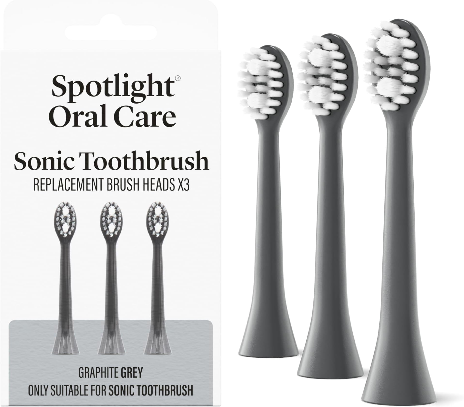 Sonic Toothbrush Replacement Heads - 3 Pack | Made by Dentists | Micro-Action Bristles Target Plaque, Staining & Bad Breath | 9-Month Supply | Fits Spotlight Sonic Toothbrush Only