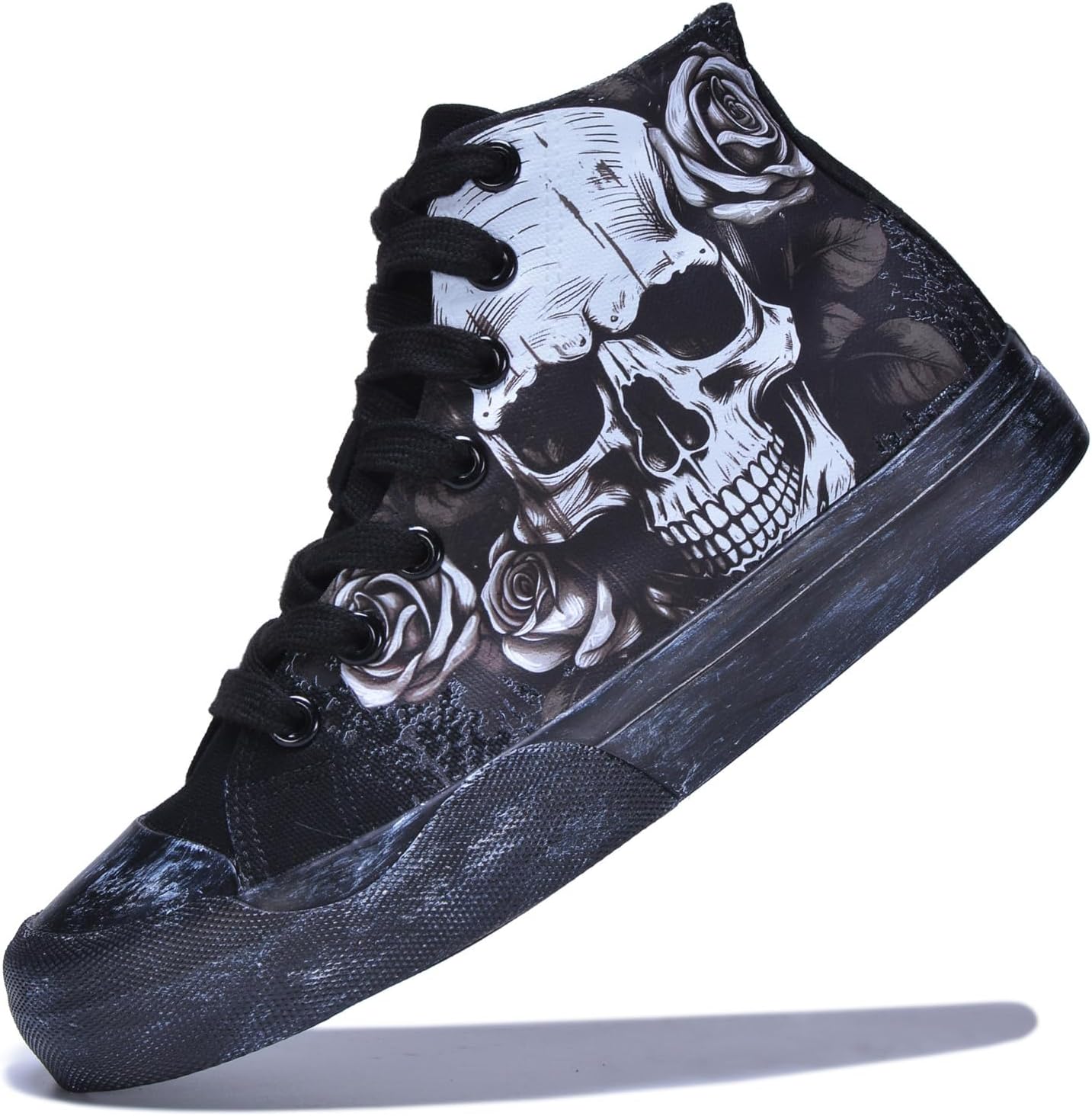 Gothic Skull Shoes Women Sneakers - Hand-Painted Design