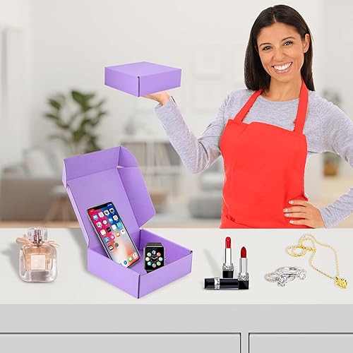 Miniatura 17 de Paquete de 25 cajas de envío pequeñas de cartón corrugado morado de 7 x 5 x 2 pulgadas, caja corrugada para embalaje de pequeñas empresas, cajas