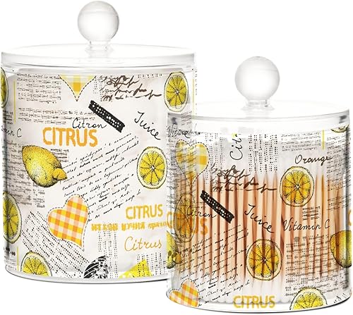 Miniatura 2 de Tarros de limones con tapas, tarros decorativos de baño, recipientes para lavandería, contenedor redondo de algodón para dormitorio, artículos