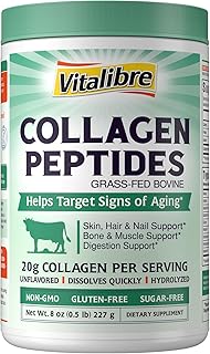 Bovine Collagen Peptides Powder for Women and Men, Grass-Fed Hydrolyzed Collagen Protein Type I & III, Skin, Hair, Nails, Bones, Digestion, Unflavored, Non-GMO, Keto & GF, 11 Servings, 8oz