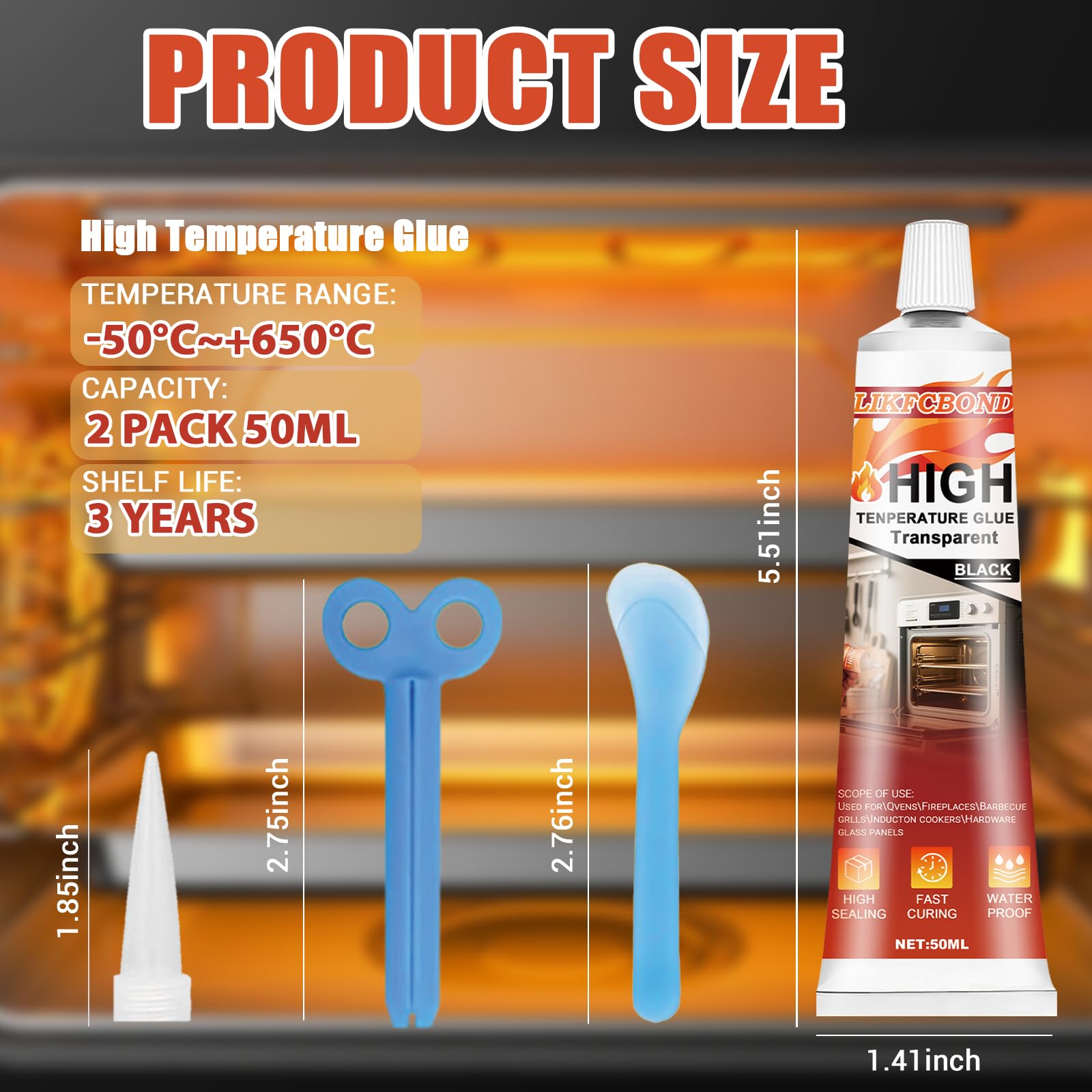 Sigillante Alta Temperatura 100ml Nero Silicone per Caminetti Stufe Forni