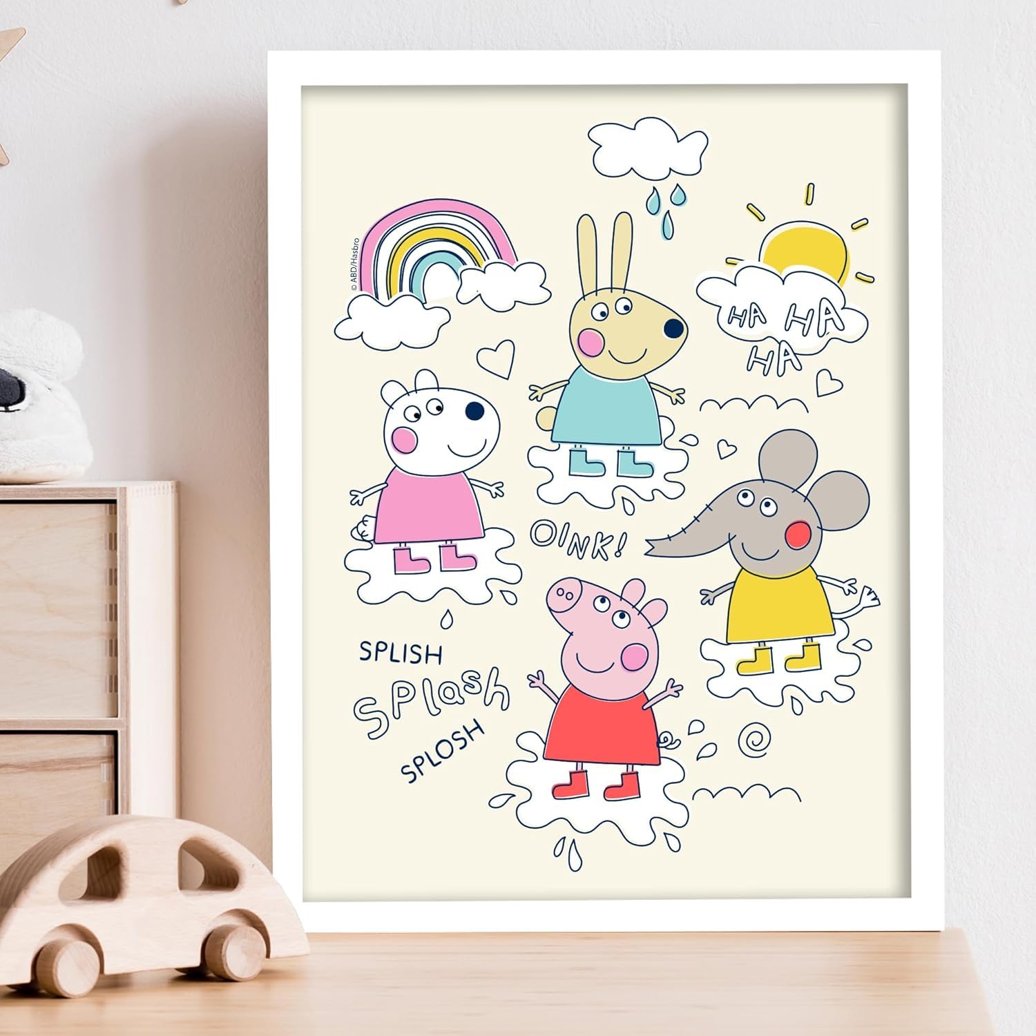 Themed Peppa Pig Print - Peppa and Friends Puddles Doodle Poster Wall Art (29.7cm x 42cm - A3)